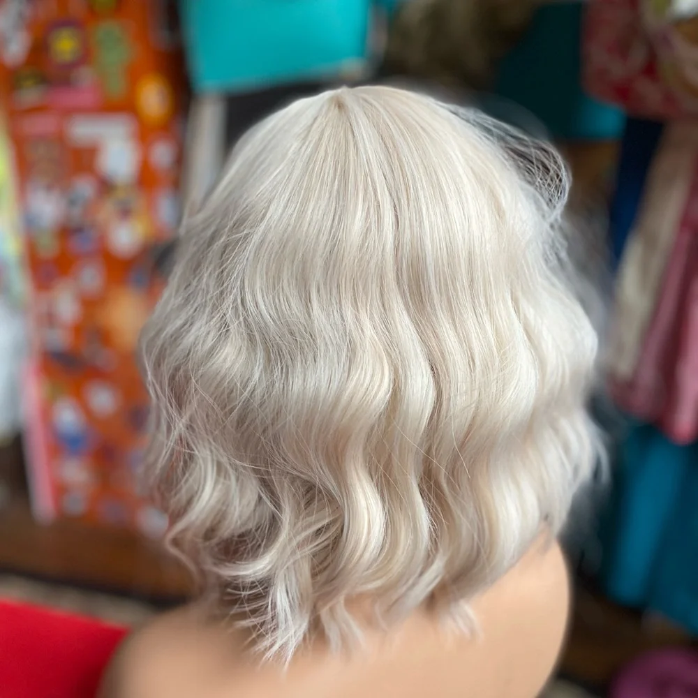 CLEARANCE White platinum blonde bob wig